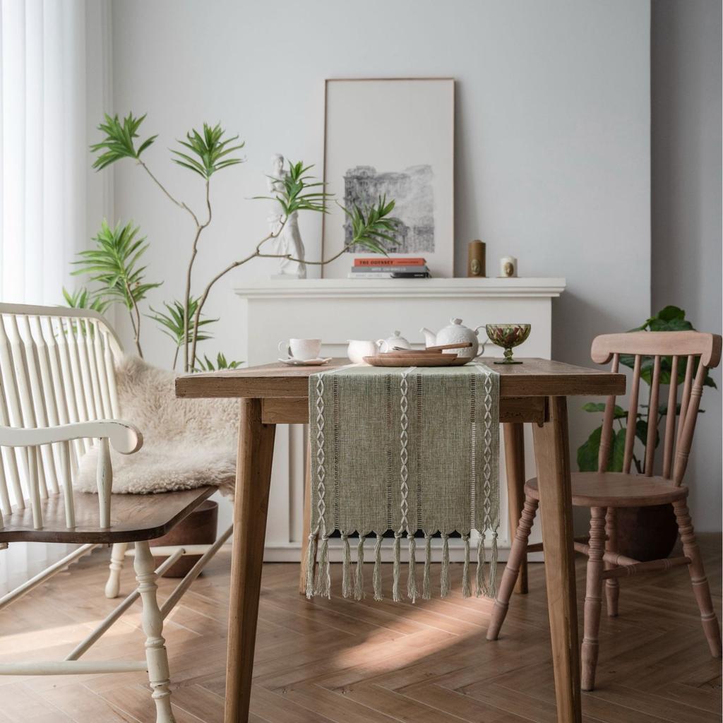 Nordic Jacquard Geometric Table Flag Fringed Fashion Tea Flag Dining Flag Long Polyester Cotton Tablecloth