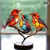 1 Stück Buntglas-Acryl-Vögel auf Ast Desktop-Ornamente Acrylmaterial