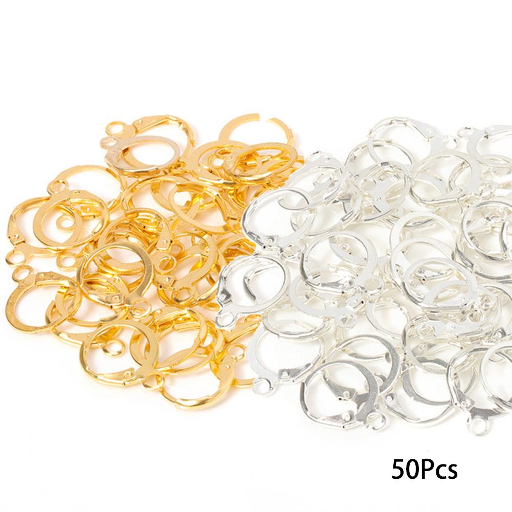 50Pcs Ear Hook Gold Silver Plated Iron Lever Back Earring Hooks For DIY Earring Jewelry Daily Making Supplies