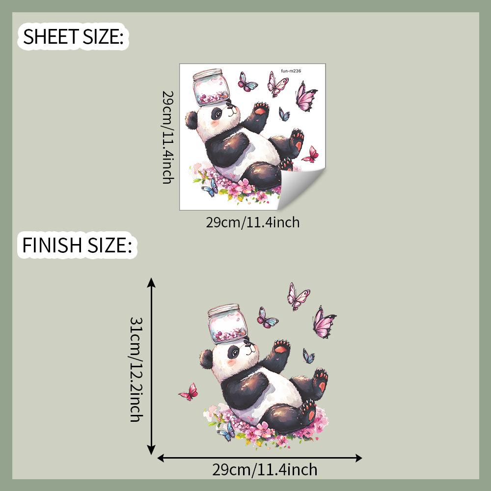 Cartoon Painted Panda Flower Butterfly Bathroom Toilet and Home Decoration Stickers