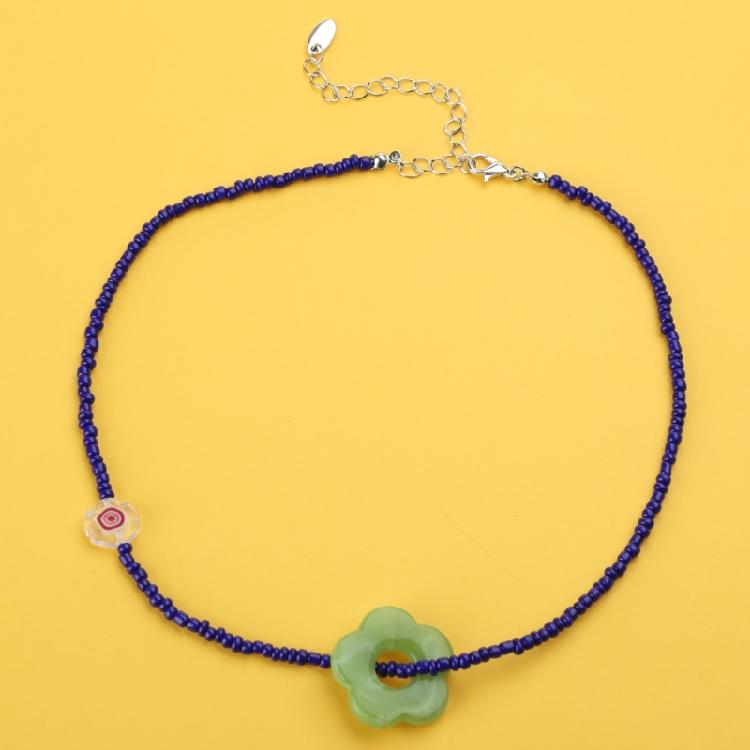 Flower Beaded Pendant Necklaces Small Chain Necklace Choker Pendant Necklaces