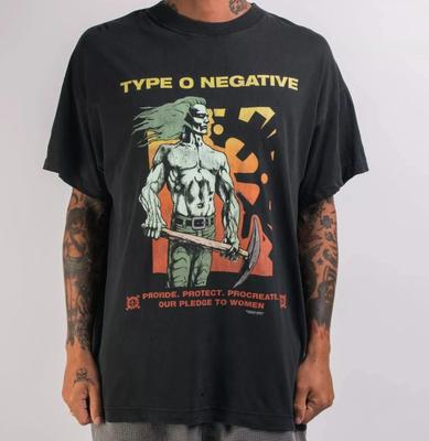Maglietta Nera in Cotone a Maniche Corte Tipo O Negative Anno 1995 Unisex S-4XL