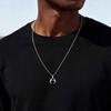 Vintage Moon Necklace for Men,Healing Natural Stone Stainless Steel Pendant Necklace,Stylish Christmas Jewelry Gift