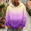 Women's Gradient Printed Long Sleeve Hoodie with Pocket and Casual Top