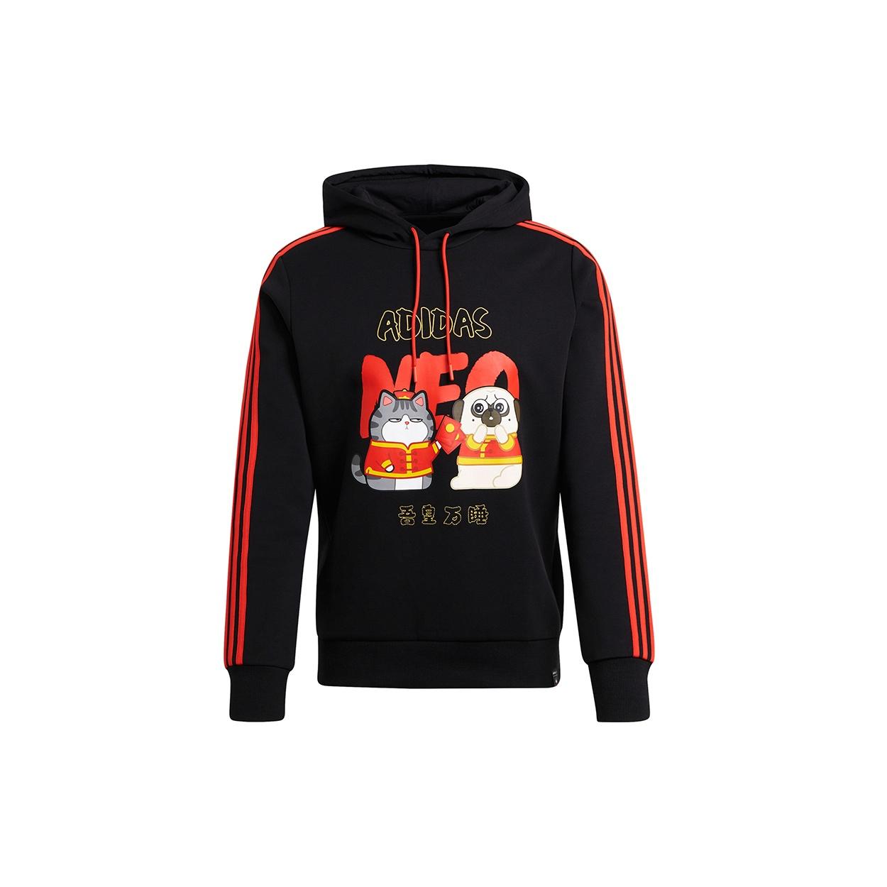 Men s adidas neo x Crossover Cny Ww Hdy Cartoon Printing Sports Pullover Black GS5187 M
