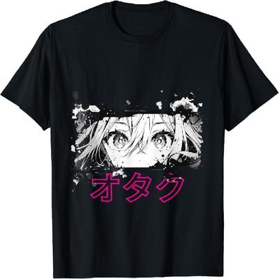 Anime-Mädchenaugen, japanischer Charakter, Otaku-T-Shirt