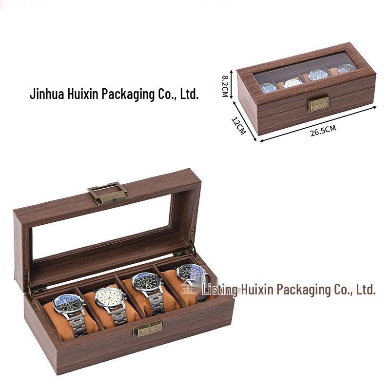 "Retro Wood Grain PU Leather Watch and Jewelry Storage Box"