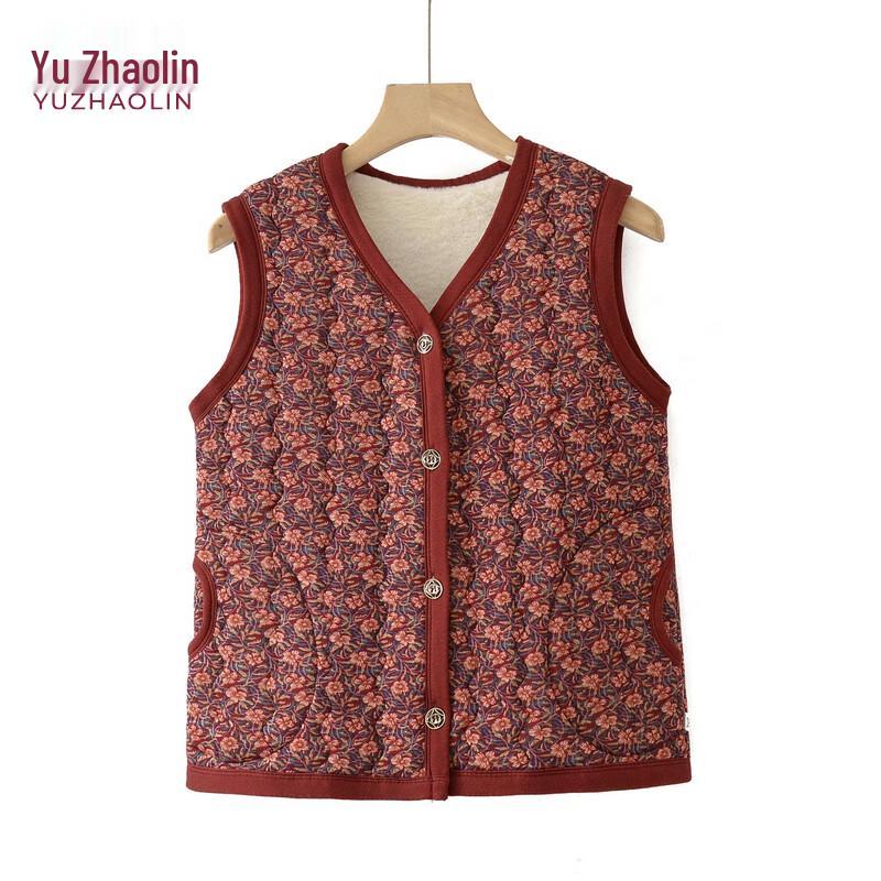 YUZHAOLIN Women's Mid-Aged & Elderly Thickened Velvet-Lined Cotton Vest