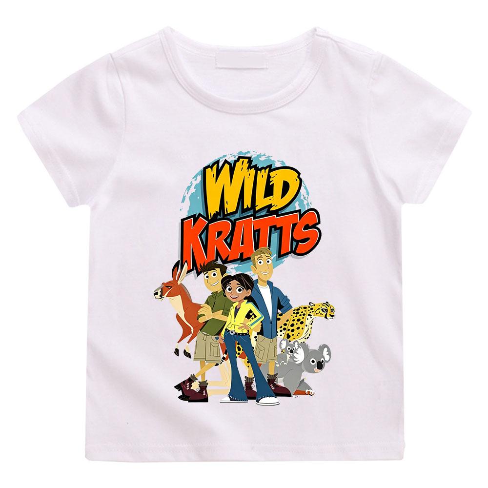 Wild Kratts T-shirt Bambino 100% Cotone Stampa Cartoni Animati T-shirt 2-12A Carine Ragazze Freschi Ragazzi Manica Corta Bambini Girocollo Top Estate