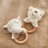 1Pc Baby Rattle Toys Crochet Animal Cute Bear Toys Kawaii Wooden Teether Baby Cartoon Mobile Crib Wooden Newborn Rattle Toys