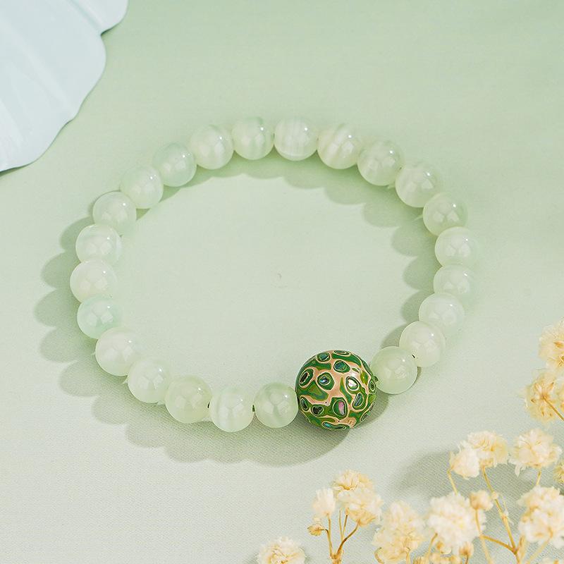 Tichya Real Shot Green Veined Jade Bracelet: Women s Summer Luxury Beaded Design. 925 Silver