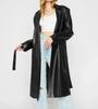 Long Party  Stylish New Women Black Trench Coat  Leather Genuine Lambskin Handmade