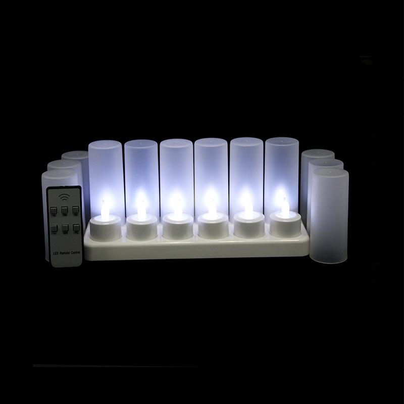 12PCS Rechargeable LED Candle with Remote Control Flameless Tealight Xmas Valentine Wedding Church Home Table Decoration