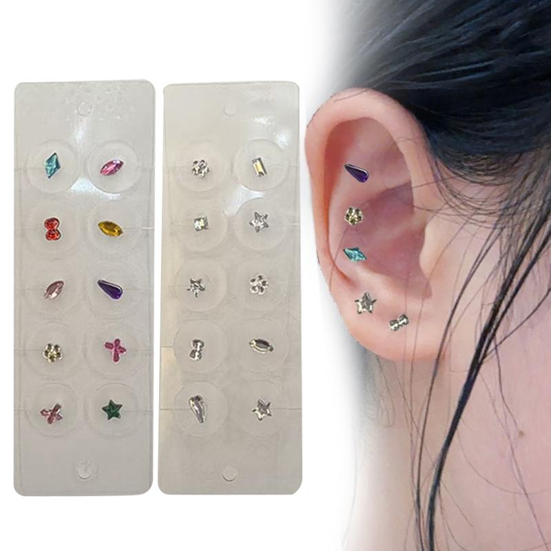 10 Patchs  Colorés  Perles Autocollants Points d'Oreille Bâtonnets de Pression Auriculaire Acupuncture Autocollants Auriculaires Massage