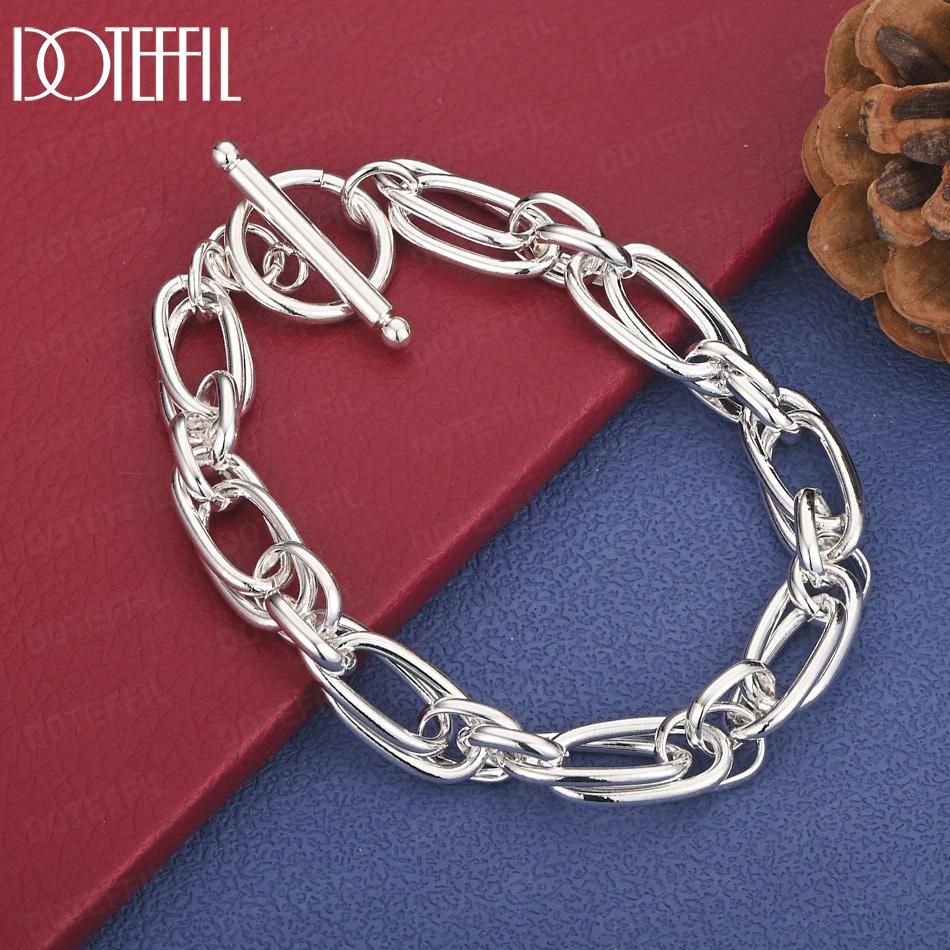 925 Sterling Silver Geometric Charm Bracelet Wedding Jewelry