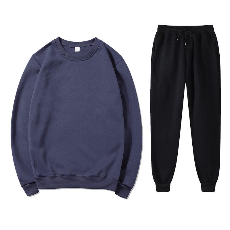 Unisex Autumn/Winter Fleece Sweatshirt & Sweatpants Set: Casual, Loose Fit