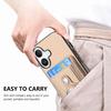 For iPhone 16 Case with  AirTag Holder Detachable Card Slot Leather + TPU + PC Phone Cover
