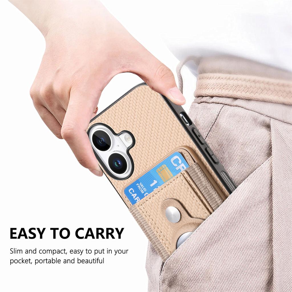 For iPhone 16 Case with  AirTag Holder Detachable Card Slot Leather + TPU + PC Phone Cover