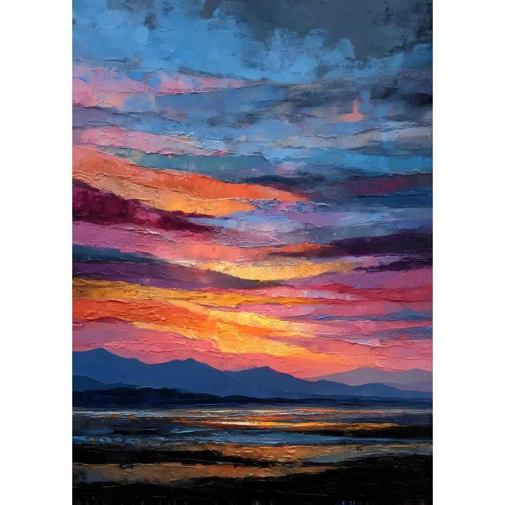 Colorful Abstract Chromatic Horizons Posters Wavy Floating Cubes Modern Prints Canvas Painting Wall Art Pictures Home Room Decor