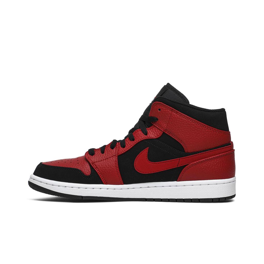 Air Jordan 1 Mid 'Bred' (Unisex) Black / Gym Red-White Vintage Basketball Shoes 554724 054
