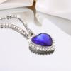 Luxury Blue Zircon Heart Pendant Necklace Women Romantic Exquisite Cz Diamond Necklaces For Women Wedding Jewelry Gifts