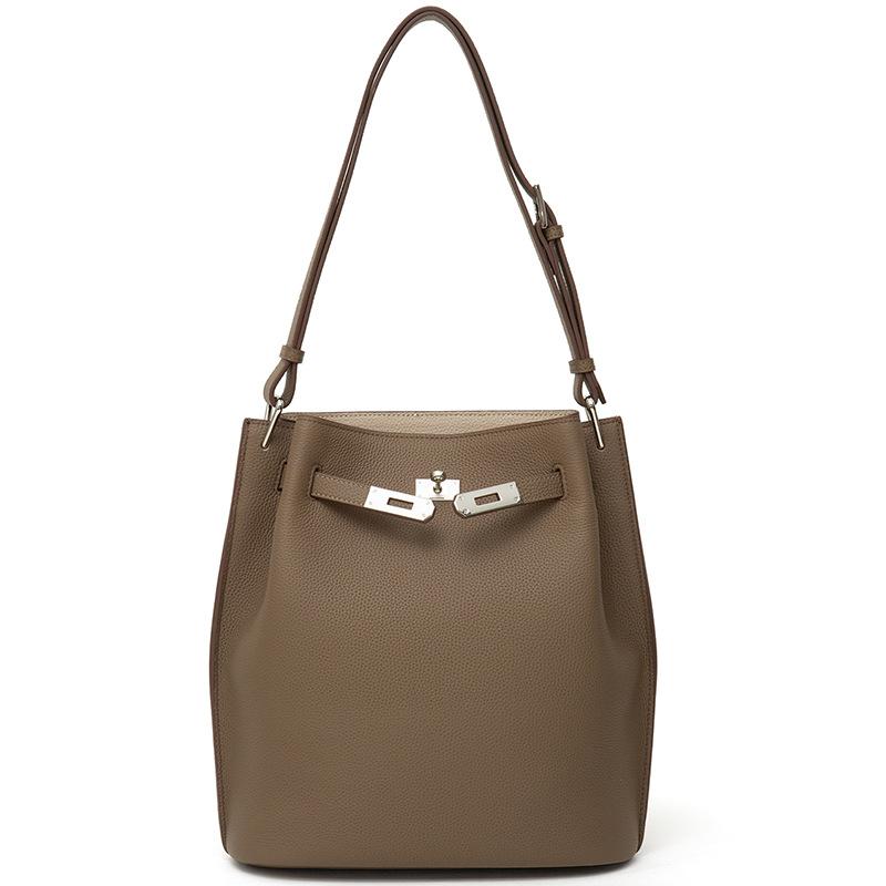 Первый слой коровьей кожи сумка-ведро повседневная вертикальная кожаная подкова плечо ручная женская сумка