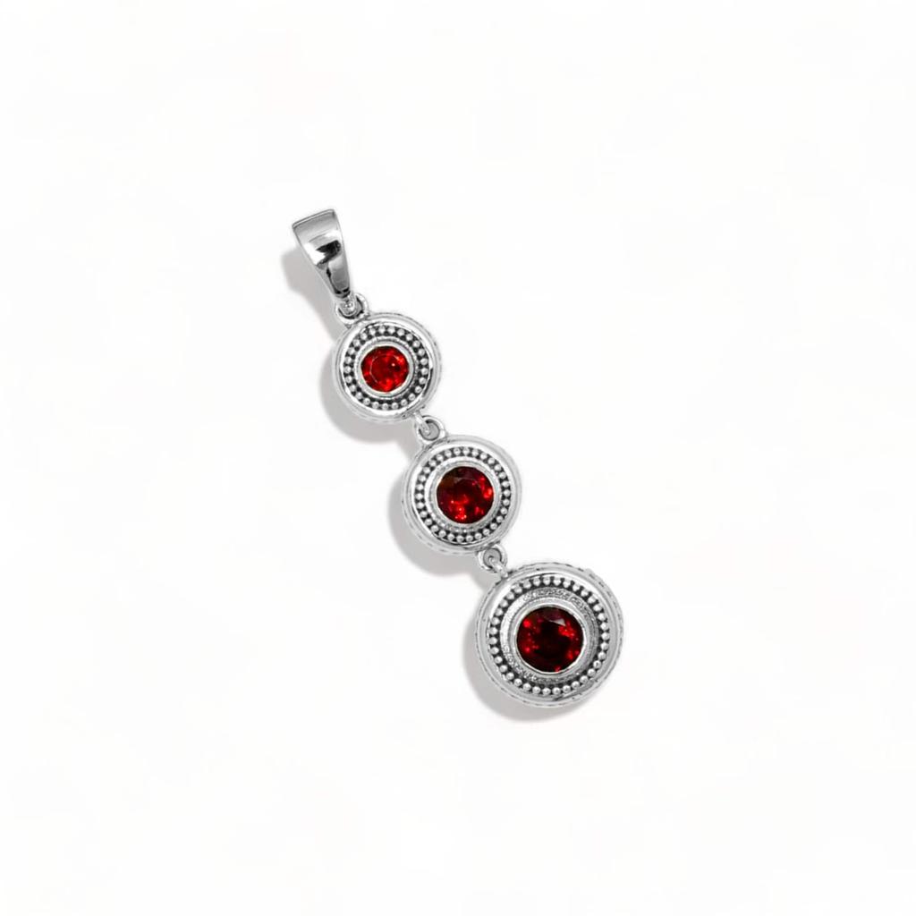 Garnet Dangle Pendant: 925 Sterling Silver Gemstone Jewelry