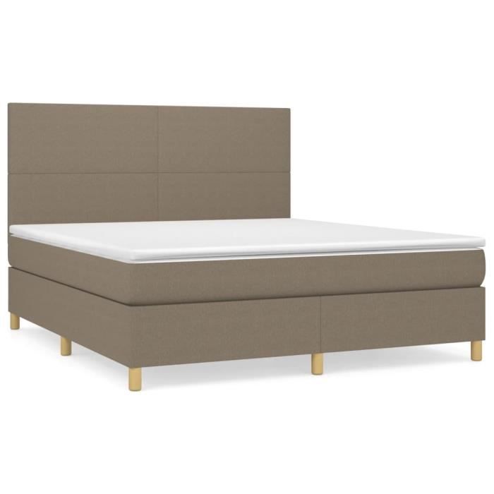 3142189 vidaXL Lit à sommier tapissier avec matelas Taupe 160x200 cm Tissu
