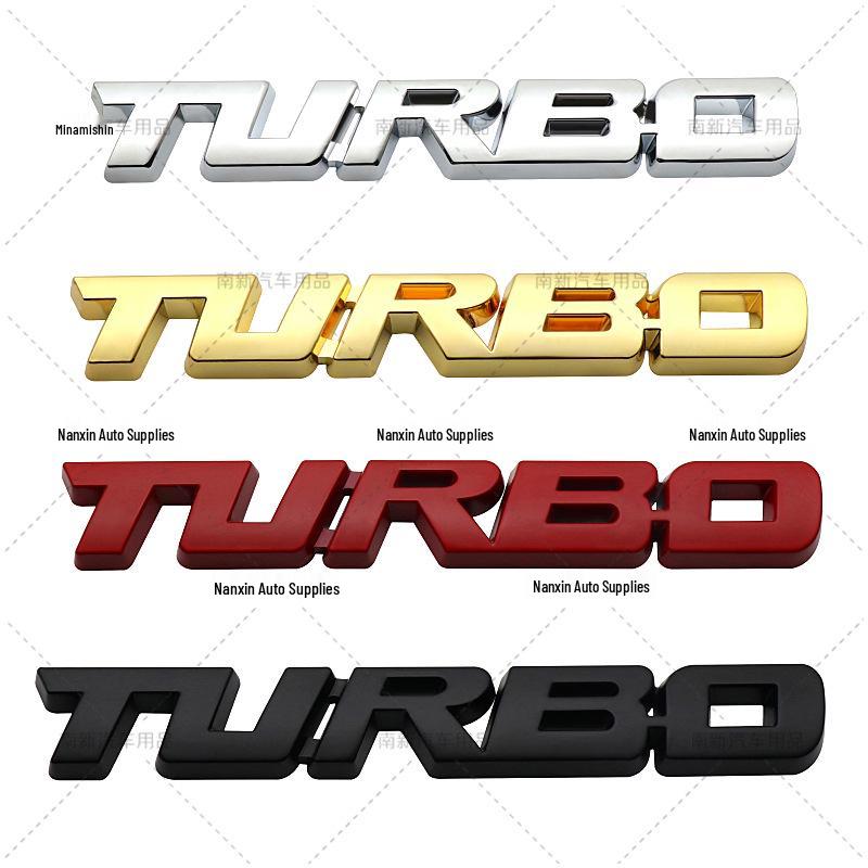 Large TURBO Sport Emblem Metal Car Sticker - Turbocharged Tailgate Personality. красный