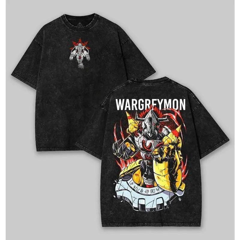 Angewomon Digimon Adventure T-shirt Anime Vintage Washed Oversized Tshirt Men's Clothing Short Sleeve Cotton Tops