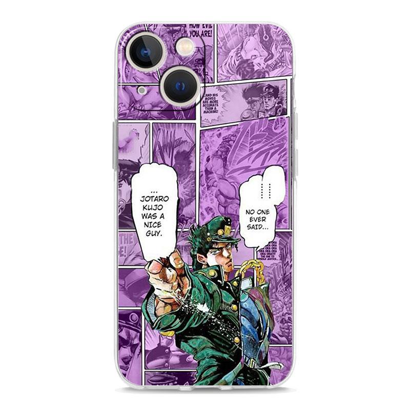 JoJo Bizarre Adventure Transparente, weiche Handyhülle für iPhone 14 13 12 11 Pro Max XS X XR SE 7 8 Plus stoßfeste TPU-Klarsichthülle