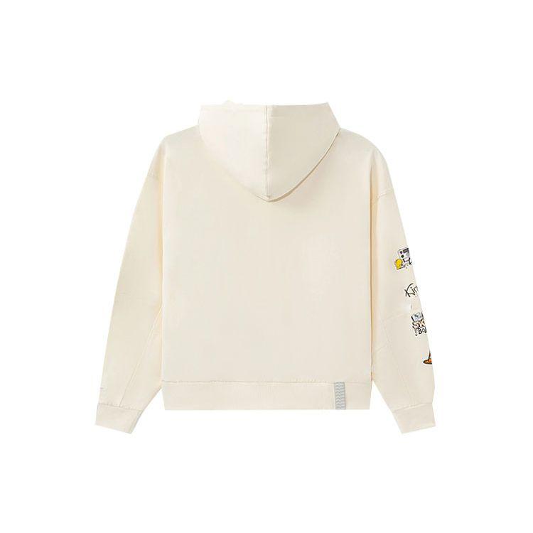Li-Ning Skateboard Series Fun Pattern Print Loose Pullover Hoodie Men Tops Off-White AWDS177-3