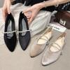 Fashion Trendy Pointed Shallow Mouth Single Shoes Women 2024 New Versatile Luxury Decoration Solid Color Women's Flat Sole Single Shoes