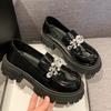 Spring Chunky Single Shoes Women Fashion Round Head Deep Mouth Crystal Buckle Set Foot Soft Sole Mid-Heel Shoes