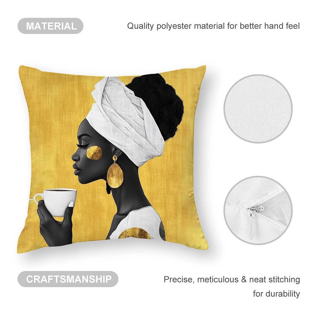 African Women Pillow Case 3D Print Polyester Fiber 40*40cm Home Sofa Throw Decoration Festival Gift