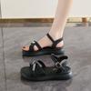 Rhinestone One-word Buckle Sandals Women's Summer Wear 2025 New Non-slip Not Tired Feet Soft Sole Pregnant Women Roman Sandals Women