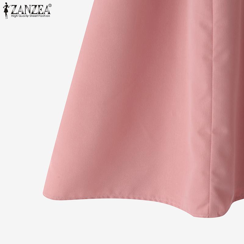 ZANZEA Women Casual Round Neck Short Sleeve Summer Elegant Dress