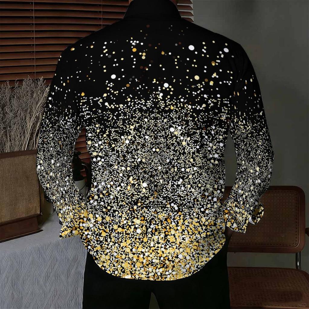 Chemise Homme à Col Jaune Imprimé Cachemire Diamant Floral Multicolore Manches Longues Boutonnée