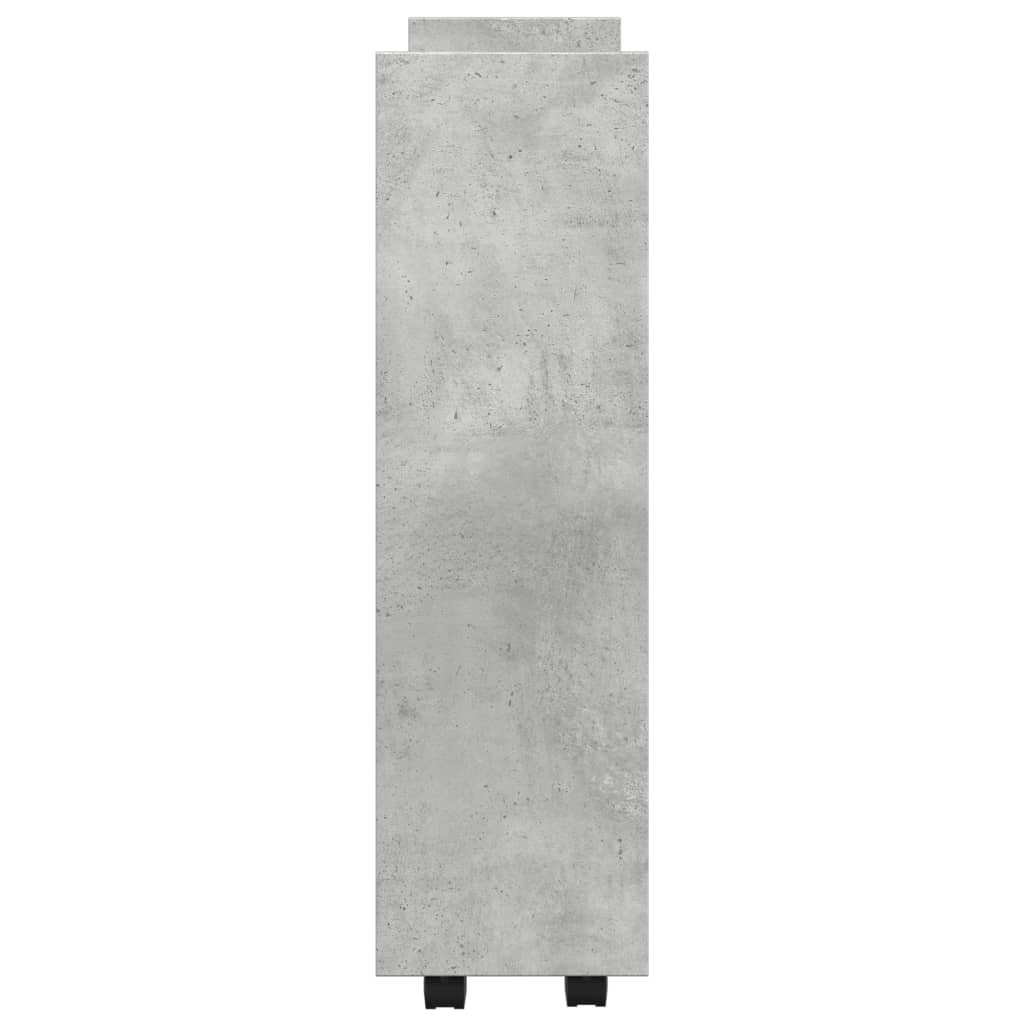 Narrow Storage Trolley 3 Tier Concrete Grey Wood Based Material