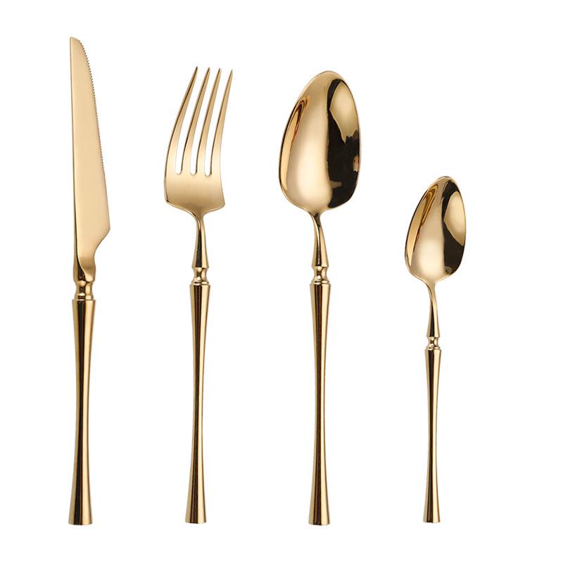 Stainless Steel Small Waist Cutlery Set: Steak Knife, Fork, Dessert Spoon, Mirror Finish.