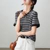 Striped short sleeved t-shirt for women, 2026 spring fashion commuting versatile casual top