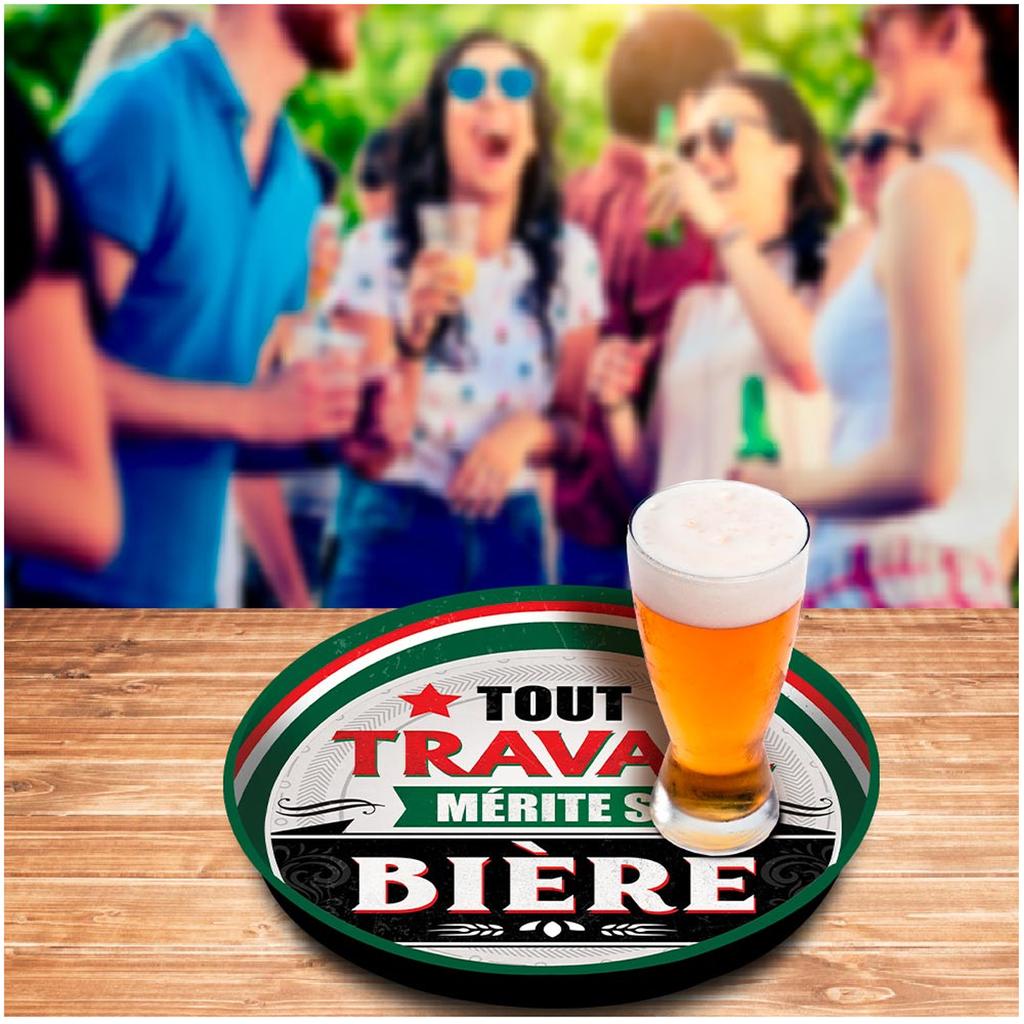 Les Trésors De Lily [A1867] - Rundes Metalltablett „Messages“ (Jedes Werk verdient sein Bier) - 33 cm