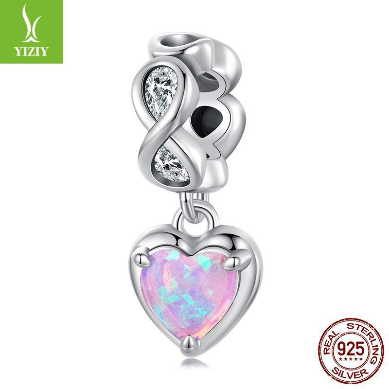 Eternal Heart Opal Pendant S925 Silver Beads Fashion Versatile Diy Bracelet Accessories
