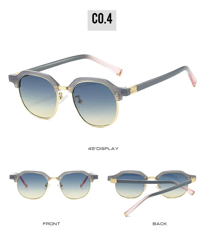 New Half Frame Sunglasses Man Woman Luxury Designer Sun Glasses High Quality Male Retro Eyewear Metal