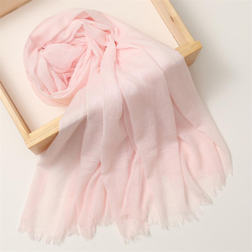 Foreign Trade Silk Scarf Cotton And Linen Headscarf Women'S Spring And Summer Solid Color Japanese And Korean Scarf Sun Protection Warm Shawl Hair