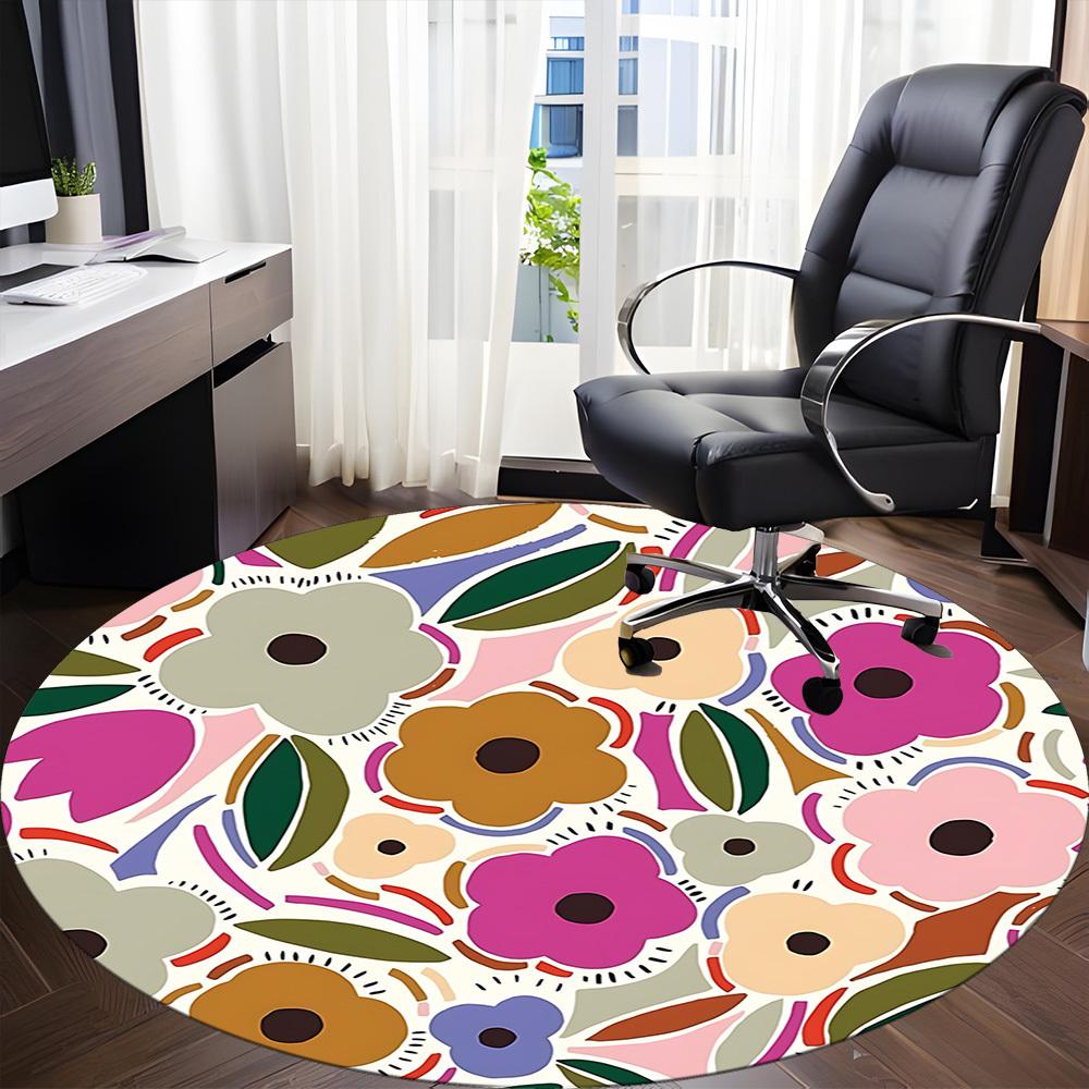 1pc Floral Pattern Chair Carpet for Office, Non slip, Soft and Durable Office Rug for Interior Decoration