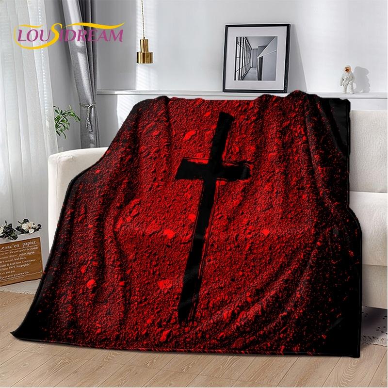 New 3D Pray Holy Bible Cross Jesus Soft Blankets,Keep Warm Throw Blanket Comfortable Blanket for Picnic Beds Sofa Home Bedroom