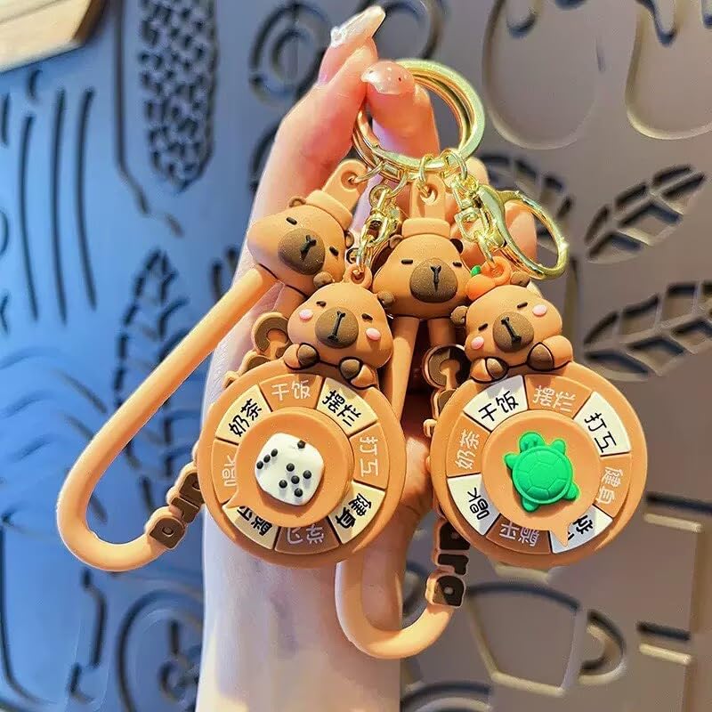 Capybara Rotating Cute Cartoon Bag Charm [LeChengMM] Keychain. (Type 2)