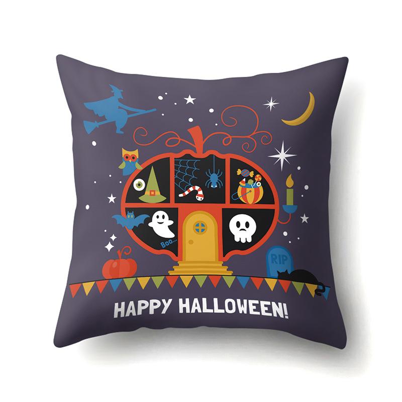 Halloween Polyester Pillow Case Car Waist Pillow Pumpkin Sofa Cushion Cover Office Living Room Pillow Case