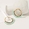 Fashion Retro Earrings For Women Elegant Geometric Round Hand-made Beaded Contrast Color Pearl Earrings